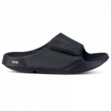 OOFOS OOahh Sport Flex Recovery Sandals Black Labirynth