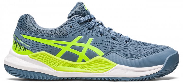 ASICS Gel-Resolution 9 GS Clay Steel Blue / Hazard Green