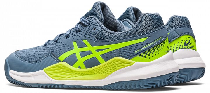 ASICS Gel-Resolution 9 GS Clay Steel Blue / Hazard Green