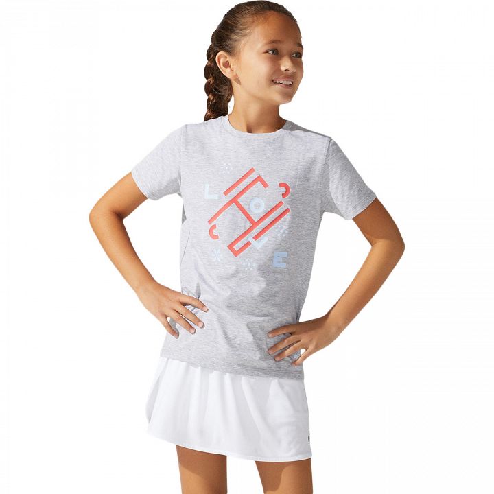 ASICS Girls Tennis SS Tee Mid Grey Heather