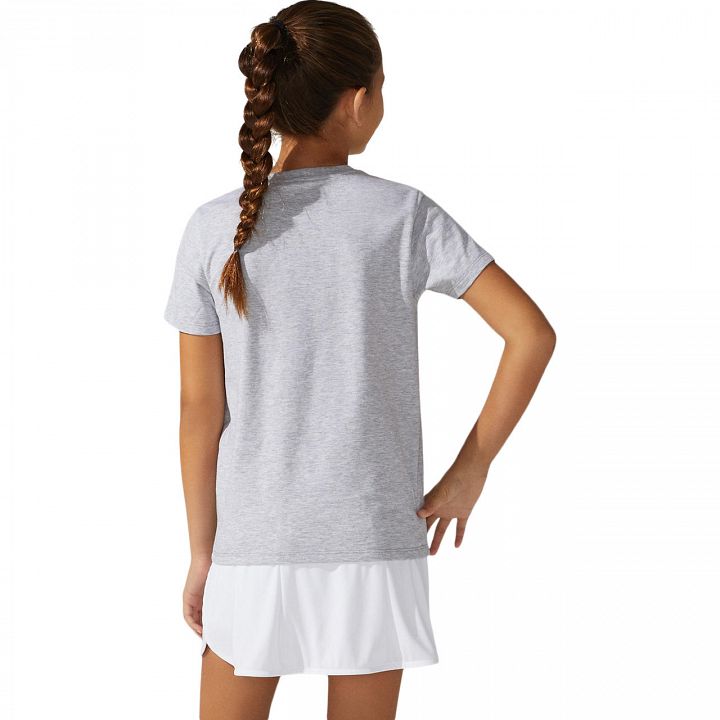 ASICS Girls Tennis SS Tee Mid Grey Heather