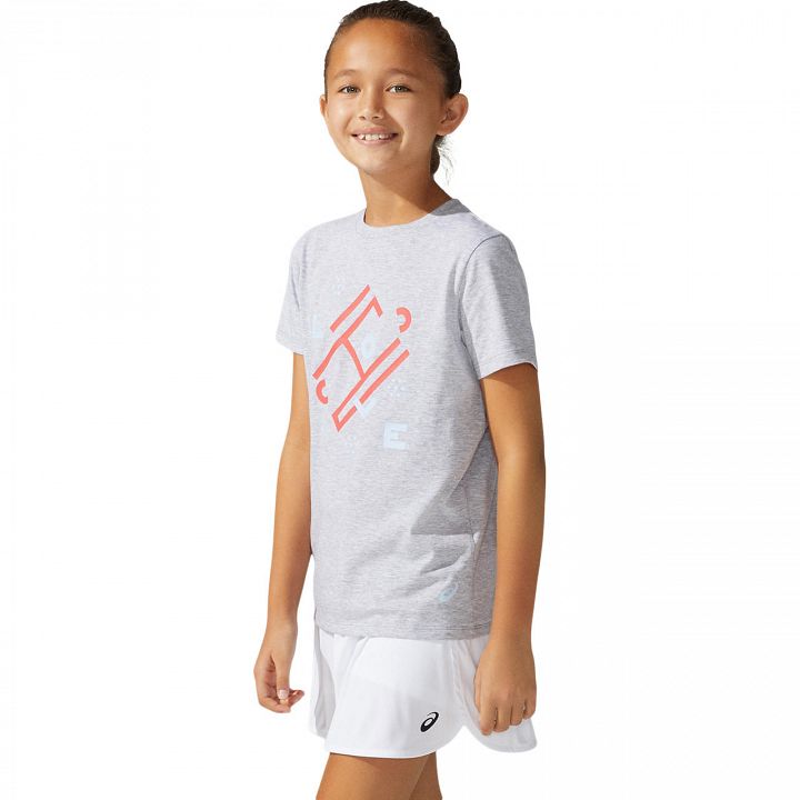 ASICS Girls Tennis SS Tee Mid Grey Heather