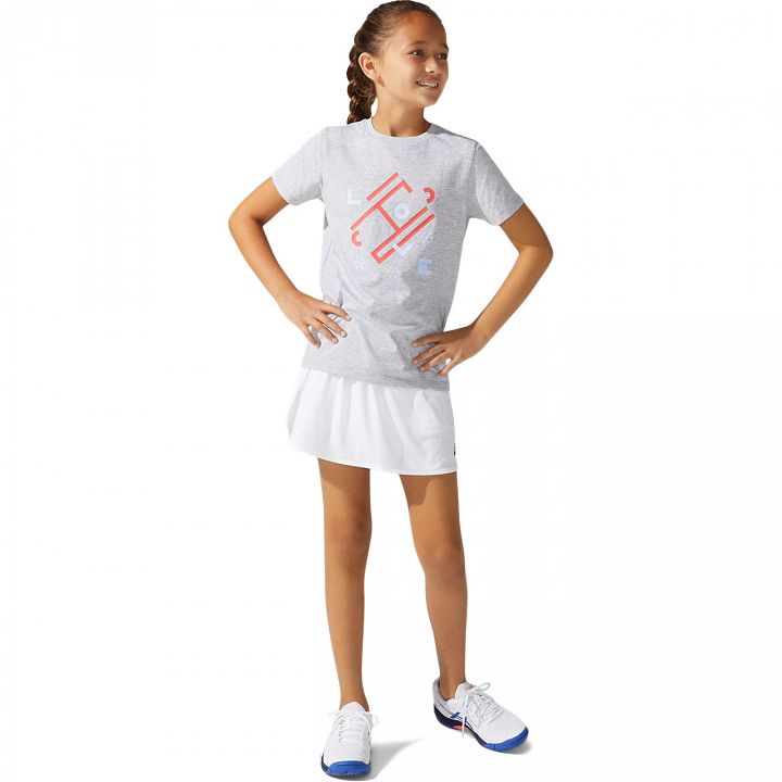 ASICS Girls Tennis SS Tee Mid Grey Heather