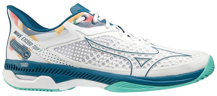 Mizuno Wave Exceed Tour 5 AC White / Moroccan Blue / Turquoise
