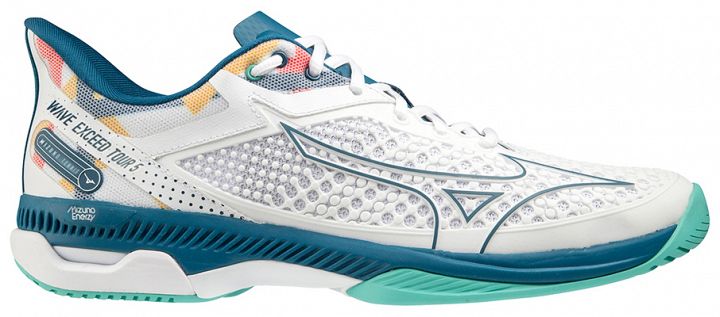 Mizuno Wave Exceed Tour 5 CC White / Moroccan Blue / Turquoise