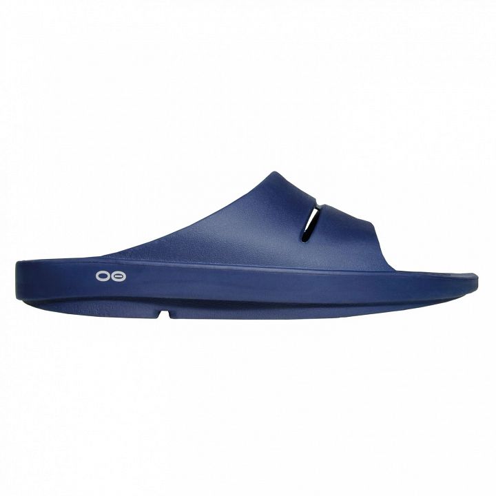 OOFOS OOahh Slide Sandal Navy - Klapki