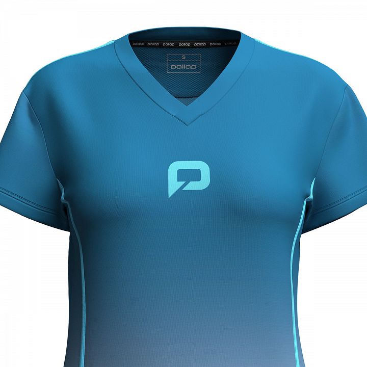 Pallap Technical Women's V-Neck T-Shirt Petrol Blue / Cyan Blue
