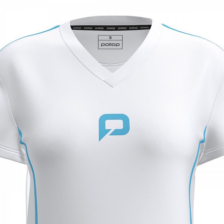 Pallap Tech Women's V-Neck T-Shirt White / Cyan Blue