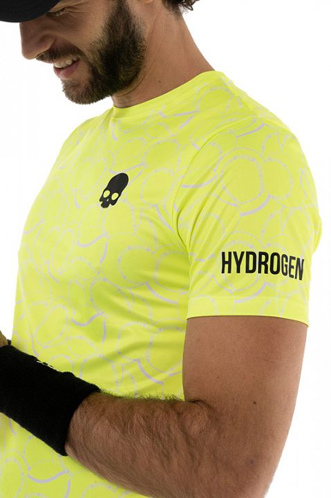Hydrogen Allover Tennis Tech T-Shirt Yellow
