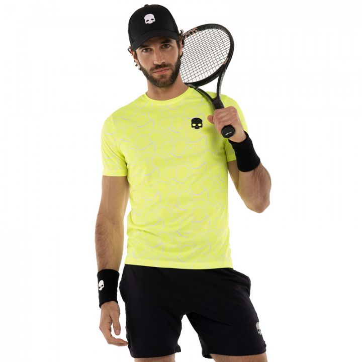 Hydrogen Allover Tennis Tech T-Shirt Yellow